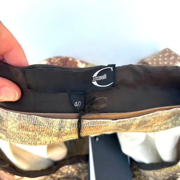 Vintage Roberto Cavalli Y2K Wool Patchwork Pleated Midi Skirt 40 Size 6 - Picture 4 of 16